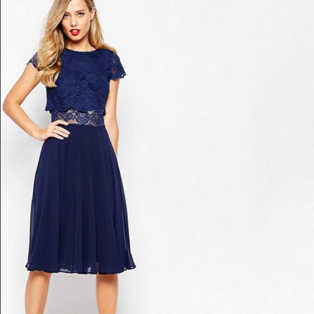 ASOS Crop Top Lace Midi Dress